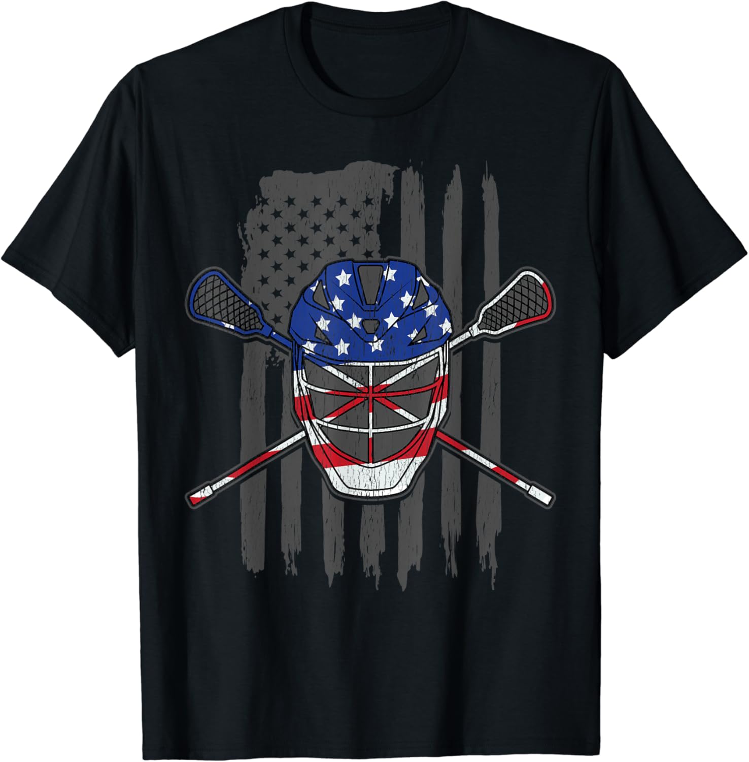 American Flag US Lacrosse Player Tee Lacrosse Goalie T